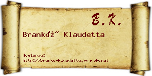 Brankó Klaudetta névjegykártya